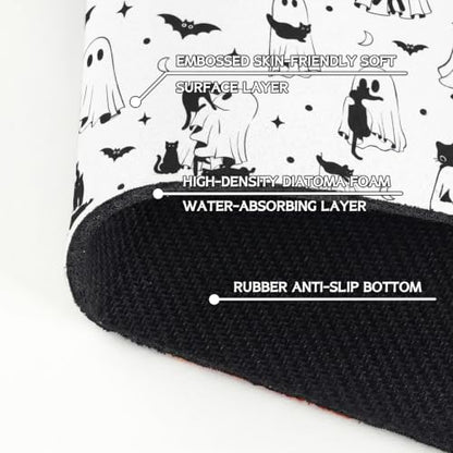 Halloween Kitchen Sink Splash Guard Faucet Mat,Cats Ghosts Bat Halloween Faucet Non-Slip Absorbent Mat,Farmhouse Sink Splash Guard Behind Faucet for Kitchen Bathroom,15"x5.5" - color: Drying Faucet Mat 14