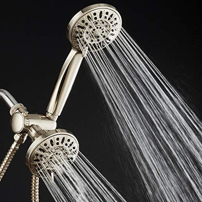 AquaDance Brushed Nickel Premium High Pressure 48-setting 3-Way Combo for The Best of Both Worlds – Enjoy Luxurious 6-setting Rain Shower Head and 6-Setting Hand Held Shower Separately or Together | Enjoy Two 6-Setting Rain & Hand Showerheads Separately o