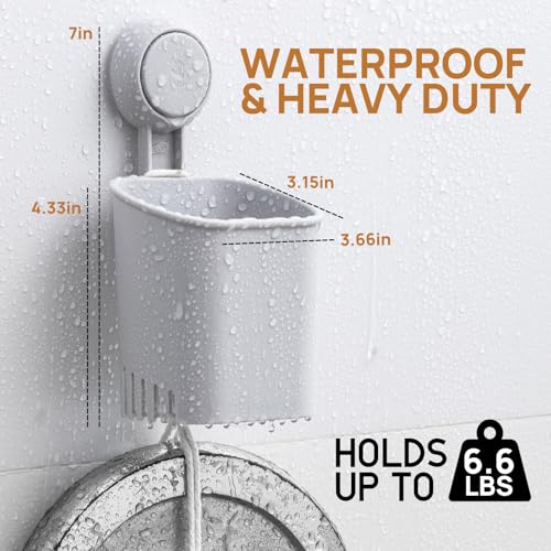 LEVERLOC Powerful Suction Cup Toothbrush Holder, Drill-Free Wall Shower Holder for Toothbrush, Toothpaste, Razor, Removable Suction Cup in Shower, Self-draining Kitchen Tableware Organizer, Gray - color: 1 Holder, Gray