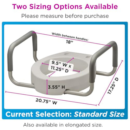 NOVA Raised Toilet Seat with Handles for Seniors – Standard Toilet Riser with Safety Grab Bars, Elevated Toilet Seat for Elderly, Disabled & Post-Surgery Support - Standard Toilet - style: Standard