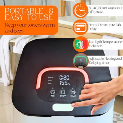Di’Aroma Luxury Towel Warmer Bucket for Bathroom – Extra Large 26L Heated Towel Warmer for Towels, Robes & Blankets, Hot Towel Warmer with Fast Heating, Includes Aroma Tablets, Housewarming Gift - color: Black & White