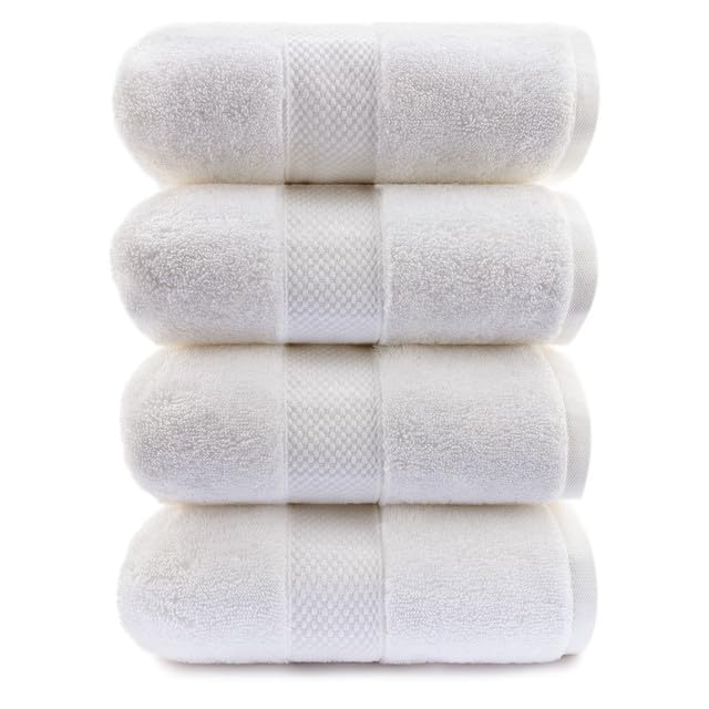Maisonette Loft Egyptian Cotton Turkish Bath Towels, Soft, Absorbent, Ideal Quick Dry Large Luxury Bath Towel Set for Shower (30" x 58", 4 Pack), White - color: White, style: Bath Towel Set of 4 - 30 x 58