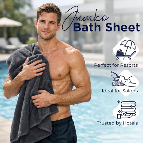 DAN RIVER Pack of 1 Oversized Bath Sheet, 40 x 80 Inches, Charcoal | 100% Cotton Jumbo Bath Towel with Extra Large Coverage, Lightweight Feel, Super Soft & Quick Dry - color: Charcoal, size: 40x80" Oversized Bath Sheet