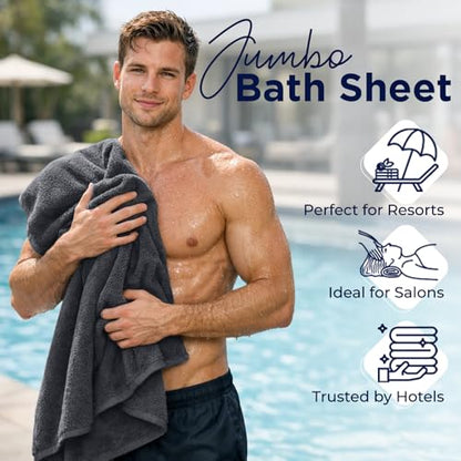 DAN RIVER Pack of 1 Oversized Bath Sheet, 40 x 80 Inches, Charcoal | 100% Cotton Jumbo Bath Towel with Extra Large Coverage, Lightweight Feel, Super Soft & Quick Dry - color: Charcoal, size: 40x80" Oversized Bath Sheet