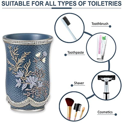 Zahari Home 4pc Capri Bathroom Accessories Sets Modern Classic Soap Dispenser, Tumbler, Tooth Brush Holder and Soap Dish Holder Unique Design Royal Blue Bathroom Set - color: Capri, style: 4 Piece Set