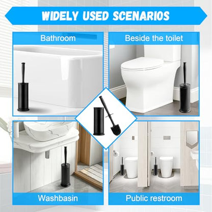 AONEZ Plastic Toilet Brush, Toilet Brush and Holder Set with Long Handle, Covered Holder and Hard Bristles, Toilet Cleaner Brush for Bathroom and Toilet Cleaning