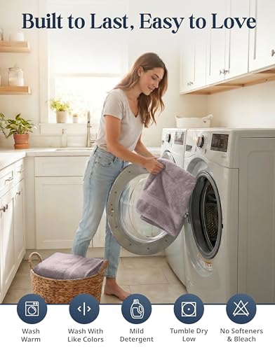 LANE LINEN Towel Set Quick Dry 100% Cotton 6 Piece Soft - Platinum | Cotton Bath Towel Set - Ring-Spun Durability, Ring-Spun Cotton, Terry Weave Comfort, Long-Lasting Comfort, Hotel-Style Look - color: 05: Platinum
