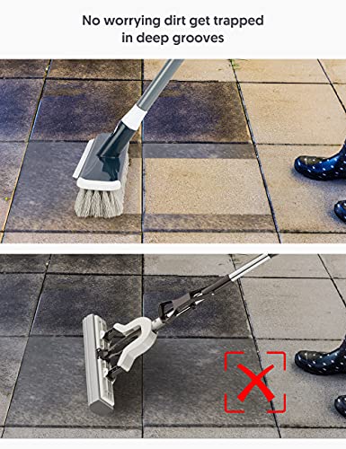 Floor Scrubber with Long Handle, 2 in 1 Scrubbing Brush Stiff Bristle Shower Cleaning Brush for Bathroom, Kitchen, Tub, Carpet, Grout, Tile(Gray) - color: Gray