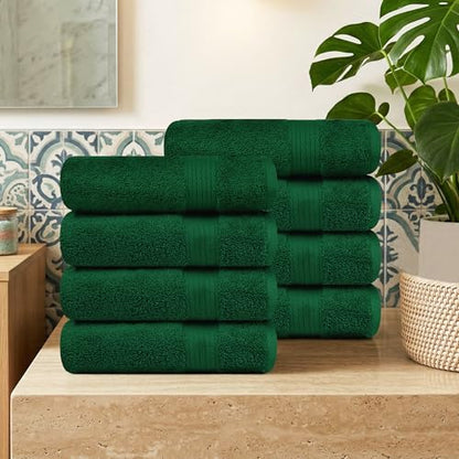 100% Cotton Hand Towels 18x28 Inches, 600 GSM, Soft & Absorbent, Set of 8, Green - color: Green, size: Hand Towel Set of 8
