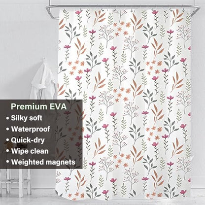 Plastic Shower Liner - Premium EVA 6G Thickened Shower Curtain Liner with Rustproof Grommets and 3 Weighted Magnets, Waterproof Shower Curtain for Bathroom(Bouquet, 72”*72”) - color: Bouquet, size: 72”*72”