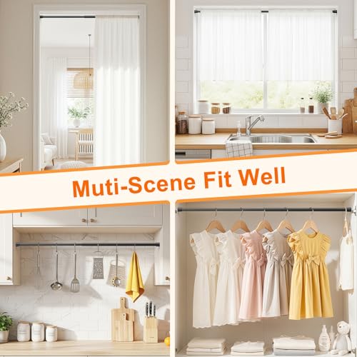 Tension Curtain Rod 28-38 Inch No Drill Expandable Spring Loaded Curtain Rods Adjustable, Small Tension Rod for Window, Kitchen, Closet, Bathroom, Black - color: Black, size: 26-39inch-1PCS