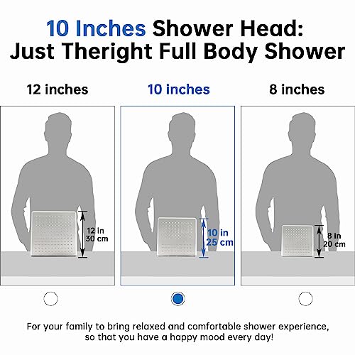 G-Promise 10 Inch All Metal Rain Shower Head with Handheld (Brushed Nickel) | Full Body Coverage, Pause Mode Diverter, Power Wash Mode Handheld, Suits Every Height, Easy to Install, Modern Bath Upgrade - color: Brushed Nickel, size: 10 Inches