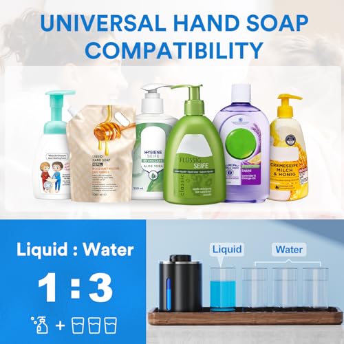 Automatic Foaming Soap Dispenser Touchless, Rechargeable Electric Hand ＆ Dish Soap Dispenser for Bathroom and Kitchen - Smart Digital Display, 6 Adjustable Level, 380ml, Wall Mounted, IPX5 - color: Black, style: Foam