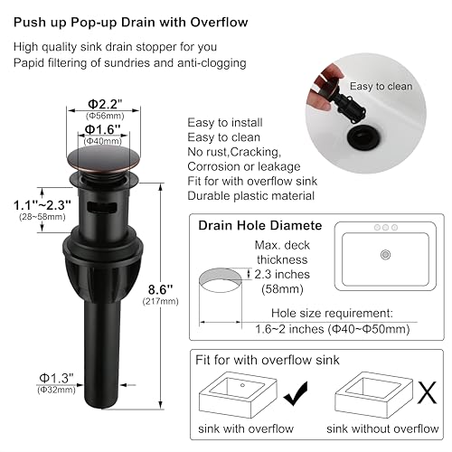 Oil Rubbed Bronze 4 Inch Centerset Bathroom Sink Faucet 3 Hole with Drain | Derengge High Arc Classic 2-Handle Bathroom Sink Faucet, Vanity Lavatory Faucet with 360° Swivel Spout,F-4501-NB - color: Oil Rubbed Bronze