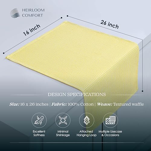 3 Pack Dual Waffle Weave Kitchen Towels, 16x26 Inch, 100% Cotton, Super Absorbent, Quick Dry, Reversible Dishcloth Set, Soft and Durable, Lemon Yellow - color: Lemon Yellow, size: 16 x 26 - Pack of 3