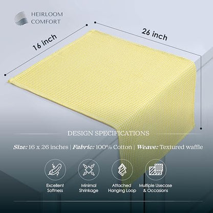12 Pack Dual Waffle Weave Kitchen Towels, 16x26 Inch, 100% Cotton, Super Absorbent, Quick Dry, Reversible Dishcloth Set, Soft and Durable, Lemon Yellow - color: Lemon Yellow, size: 16 x 26 - Pack of 12