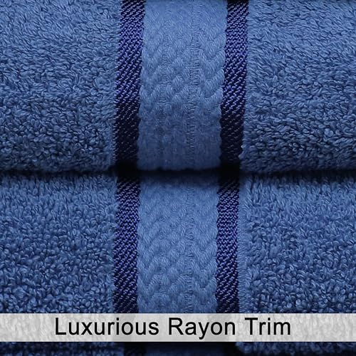 COTTON CRAFT Ultra Soft 6 Piece Towel Set - 100% Cotton Towels - Blue | Absorbent 580 GSM Quick Dry Everyday Premium Luxurious Bathroom Towels - 2 Large Bath Towels, 2 Hand Towels, 2 Washcloths - color: Blue, size: 6 Piece Towel Set