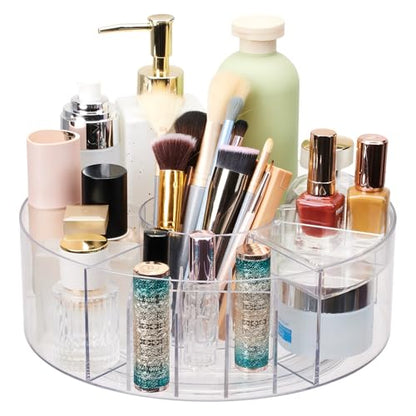360 Rotating Makeup Organizer for Vanity, 10” Desk Acrylic Spinning Cosmetic Skincare Organizer Countertop, Large Clear Lazy Susan Round Organizer for Lotion, Lipsticks, Perfume, Brushes