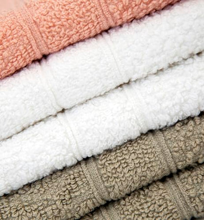 Pleasant Home Chevron Wash Cloths Set - 12 Pack (12” x 12”) – 509 GSM - 100% Ring Spun Cotton Wash Cloth - Super Soft and Highly Absorbent Face Towels (Blush, White & Tan) - color: Blush, White & Tan, style: Chevron