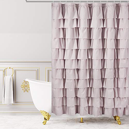 Mauve Shower Curtain for Bathroom, 72 W x 84 H, Cascading Tiered Ruffles | Coquette Feminine Aesthetic, 72x84, Soft Microfiber Fabric, 12 Hooks Inclouded, Machine Washable, Apartment Bathroom Upgrade - color: Blush, size: 72"W x 84"L (Pack of 1)