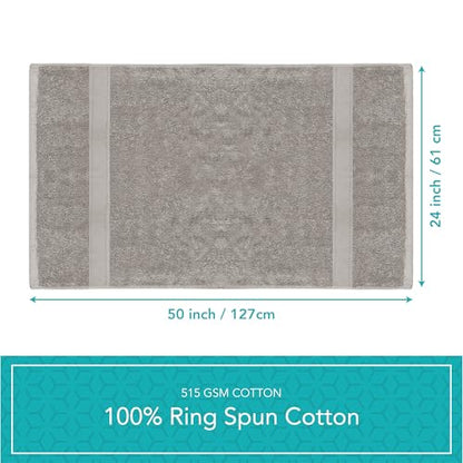 Pleasant Home Bath Towels Set of 6 (24” x 50”) 100% Cotton, Gray | 515 GSM | Lightweight, Soft & Highly Absorbent Luxury Towels for Bathroom | for Gym, Pool & Spa - color: Grey