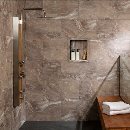 Palisade 17.5 in x 15.5 in Vinyl Shower Niche Venetian Marble | Waterproof Shower Insert - color: Venetian Marble