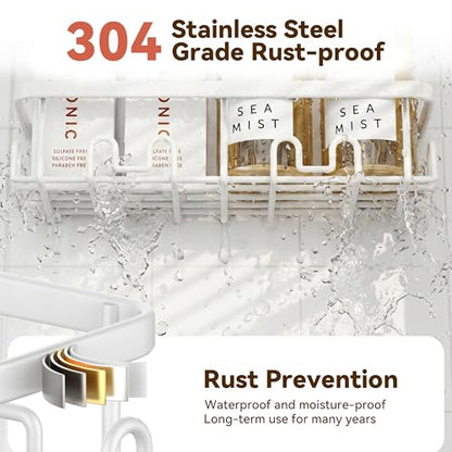 Shower Caddy Adhesive, Rustproof Shower Organizer, Wall Shower Rack | Large Capacity Shower Shelf for Inside Shower, No Drill Shower Storage, Shampoo Shower Holder, White, 2 Caddies - color: White