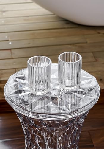 2 piece Simple Transparent Glass Toothbrush Cup and Holder Set | Glass material,Thick heavy base,Can be used as toothbrush holder, pen holder, rinse your mouth etc.