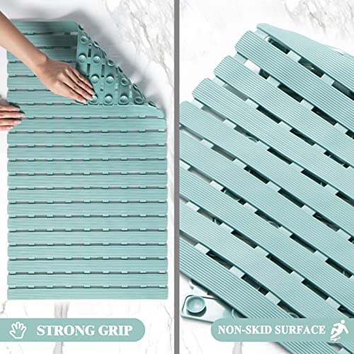 Bathtub Mat Non Slip - Sheepping Shower Mat Machine Washable Anti Slip Bath Mat for Tub, Quick Drain Tub Mat with Suction Cups for Bathroom - color: Green