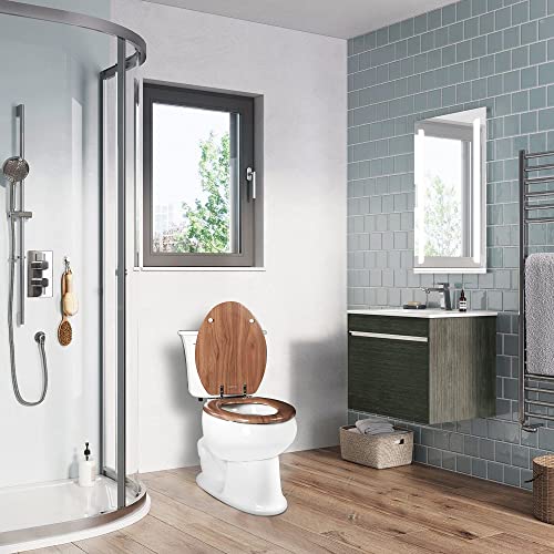 Elongated Toilet Seat Molded Wood Toilet Seat with Quietly Close and Quick Release Hinges, Easy to Install also Easy to Clean by Angol Shiold (Elongated, Natural) - color: Natural, size: Soft Close Hinge