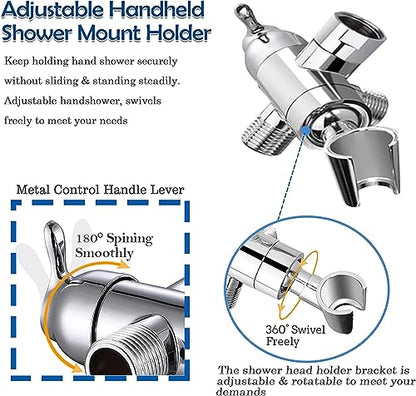 Shower Arm Diverter with Handshower Mount, G1/2 Brass Shower Diverter Valve Bathroom Universal Shower System Replacement for Handheld Shower and Fixed Shower Head(Polished Chrome) - color: Polished Chrome
