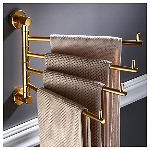 ZHOUXIAO Modern Swing Out Towel Bar Holder Wall-Mounted/Gold Swivel Towel Rack Hanger Organizer for Bathroom or Kitchen, Towel Bar Folding Arm Swivel Hanger Bathroom Storage 4bars