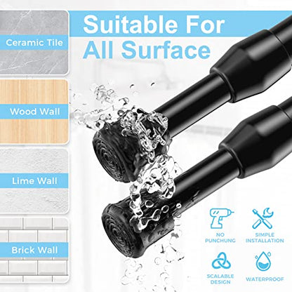 Spring Tension Curtain Rod Short Tension Rod (Black,12" to 19"-2Pcs) - color: Black, size: 12" to 19"-2Pcs