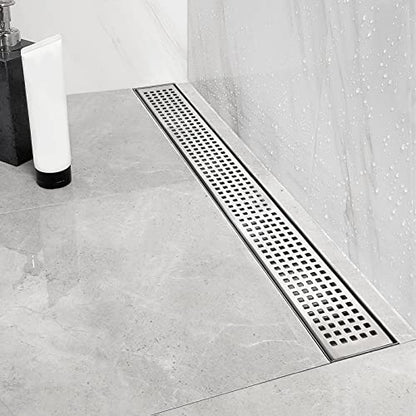 Neodrain 36" Linear Shower Drain, Brushed 304 SS Bathroom Linear Drain,cUPC | Brushed Nickel Shower Drain with Quadrato Grate& Adjustable Feet, Long Rectangle Shower Floor Drain in Bathroom, Balcony etc - color: Brushed Nickel, size: 36 In