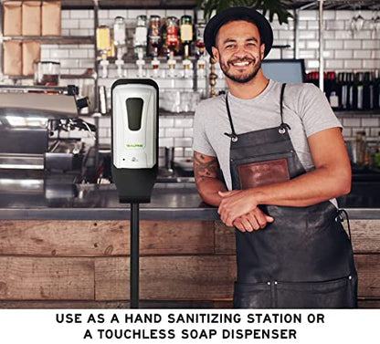 Alpine Automatic Hand Sanitizer Dispenser - Touchless Soap Dispenser with Floor Stand for Restaurant, Hospital, School, Hotel, Kitchen and Bathroom -1200mL Foam White - style: Foam w/ Stand