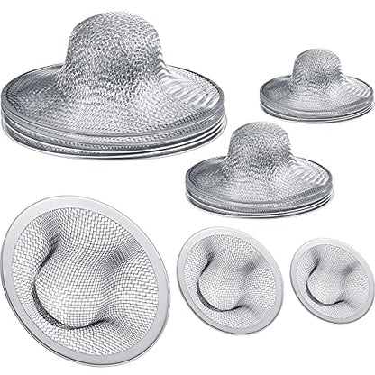 12 Pieces Stainless Steel Sink Strainer Drain Strainer with 4.5/2.75/2.25 Inch for Sink Drainage Kitchen Bathroom Bathtub Drain Screen
