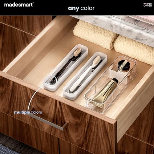madesmart Drying Stone Toothbrush Tray, Carbon | diatomite, fast drying surface, non slip feet, toothpaste floss, dental items, bathroom counter, woman owned - color: Carbon