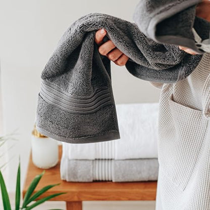 Milara Turkish Super-Plush Bath Towels Set 2-Piece | Premium Cotton Bath Towel Set Absorbent, Durable with Hanging Loops | Anthracite (Dark Gray) Turkish Bath Towels, (27 x 54 Inches) - color: Anthracite (Dark Gray), size: Bath Towel (2 Pcs) - 27" x 54"