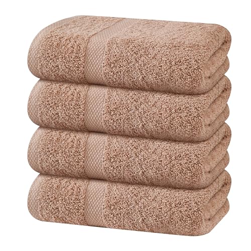 Hand Towel Set of 4-100% Cotton Ultra Soft Highly Absorbent Washable Reusable 600 GSM Lighter Weight, Quick Dry Towels for Bathroom Gym Kitchen Hotel Spa - 16x27 Inch Hand Towels Beige - color: Beige, size: Pack of 4