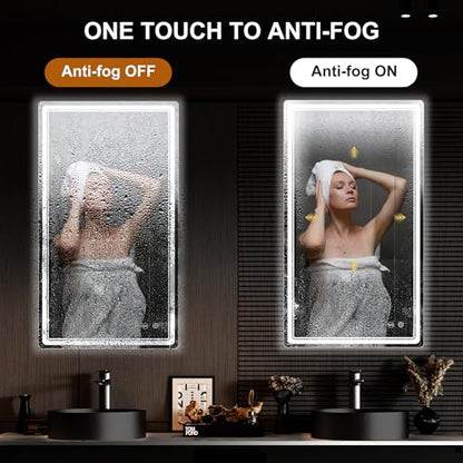 LED Bathroom Mirror with Lights, Anti-Fog, Dimmable, Lighted Bathroom Vanity Mirror for Wall, UL-Certified (27 x 48) - size: 48"L x 27"W