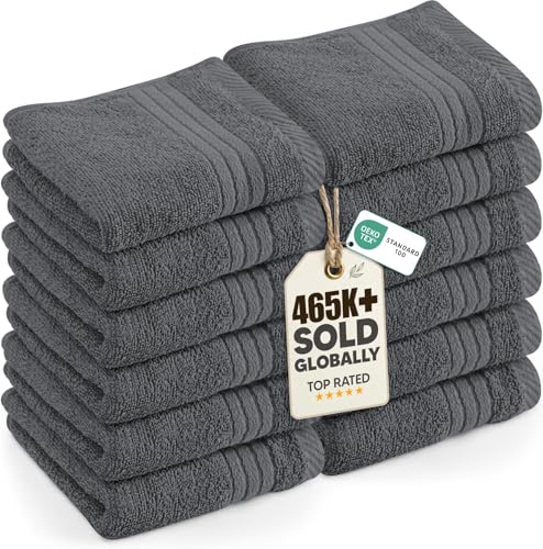 Utopia Towels 12 Pack Premium Wash Cloths, 12x12 in, 100% Cotton, Grey | Highly Absorbent Soft Feel Lightweight Washcloths - Premium Ring Spun Cotton, Ideal for Bathroom, Spa, Gym & Face - color: Grey