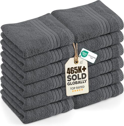 Utopia Towels 12 Pack Premium Wash Cloths, 12x12 in, 100% Cotton, Grey | Highly Absorbent Soft Feel Lightweight Washcloths - Premium Ring Spun Cotton, Ideal for Bathroom, Spa, Gym & Face - color: Grey
