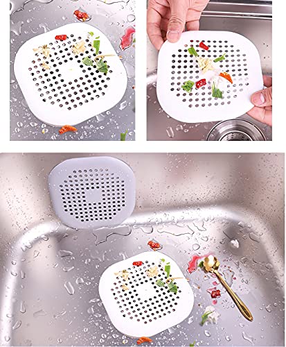 2 Pieces Shower Drain Hair Catcher Bathtub Stopper, Home Protectors with Sucker Water Trap Sink Cover for Bathroom Bathtub and Kitchen (Grey,White) - color: Grey,white