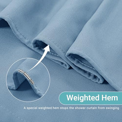 Linen Shower Curtain with 6 Hooks Modern Heavy Duty Washable Fabric Curtain Set Waterproof Thick Cloth Shower Curtains for Bathroom Bathtub Washable, W36*L70, Blue Gray - color: Blue Gray, size: 36"W x 70"L (Pack of 1)