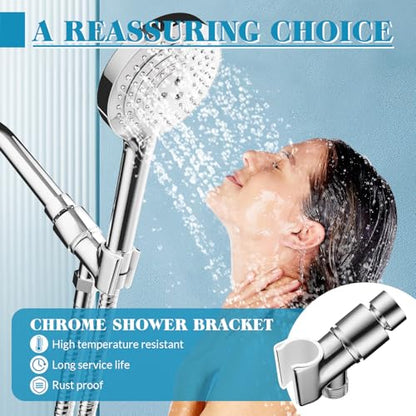 Adjustable Handheld Shower Head Holder Bracket Easy Wall Mount Shower Head Mount for Bathroom Hand Shower All Metal Adjustable Shower Bracket for Connecting Shower Arm and Shower Hose (Chrome) - color: Polished Chrome
