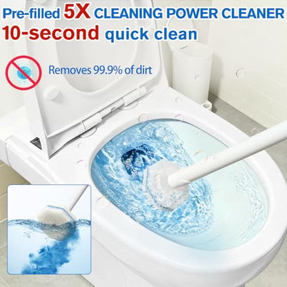 Disposable Toilet Bowl Brush and Holder with 60 Refill Heads, Wand & Caddy | Pre-filled Toilet Cleaner, 5X Cleaning Power, Firm & No Dropping, Wall-Mountable, Fresh Fragrance, Toilet Cleaning Kit - size: Starter Kit+60 Refill Heads