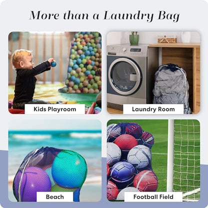 Handy Laundry Mesh XL Laundry Bag - Durable, Machine Washable with Secure Drawstring Closure - Perfect for College Dorms, Laundromats, Apartments (Blue, Large 24" x 36") | XL 24x36 Mesh Laundry Bag, Secure Drawstring, Heavy Duty, Machine Washable, for Del