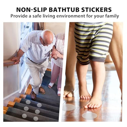 24 PCS Clear Round Shape Bathtub Non Slip Stickers | Adhesive Decals, Round Shape, Anti Slip for Shower Bath Floor Bathroom Stairs Ladders, Includes Scraper - color: Clear