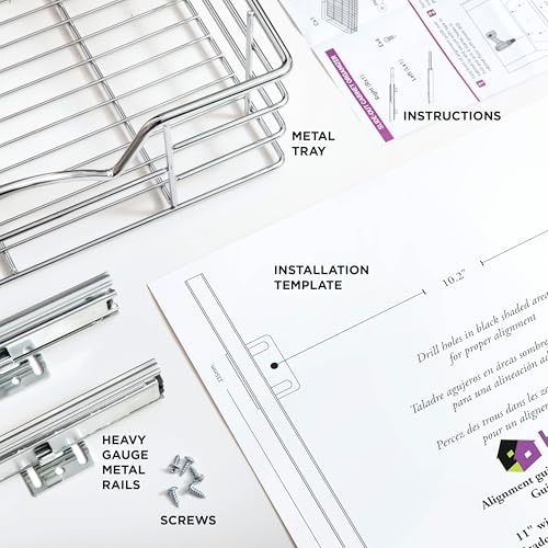 HOLDN’ STORAGE Pull Out Cabinet Organizer, Pantry Drawer, 11"W x 21"D x 5"H | Heavy-Duty Full-Extension, Roll Out Shelf for Pots, Pans & Under Sink Storage, Chrome, Require a 12.25"W Cabinet Opening - size: 11 Inch