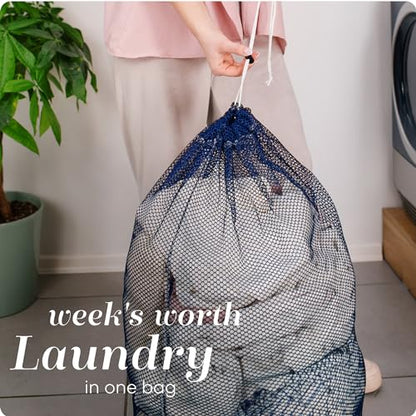 Handy Laundry Mesh XL Laundry Bag - Durable, Machine Washable with Secure Drawstring Closure - Perfect for College Dorms, Laundromats, Apartments (Blue, Large 24" x 36") | XL 24x36 Mesh Laundry Bag, Secure Drawstring, Heavy Duty, Machine Washable, for Del